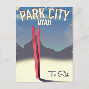 Carte Postale affiche de voyage de ski du parc de l'Utah