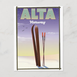 Carte Postale Affiche de voyage de ski en Norvège ALTA