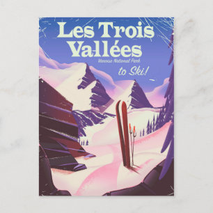 Carte Postale Affiche de voyage de ski Les Trois Vallées