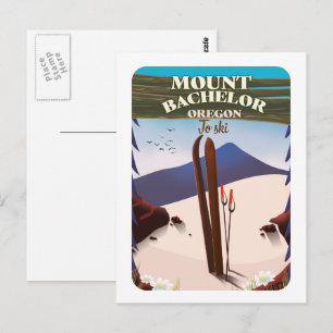 Carte Postale Affiche de voyage de ski Mount Bachelor Oregon