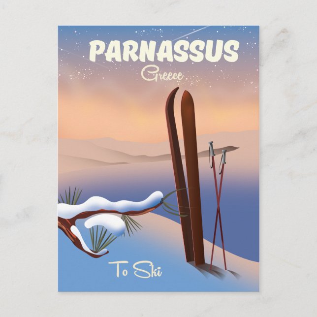 Carte Postale Affiche de voyage de ski Parnasse Grèce (Devant)