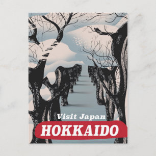 Carte Postale Affiche de voyage de style japonais vintage Hokkai