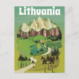 Carte Postale Affiche de voyage de style vintage en Lituanie