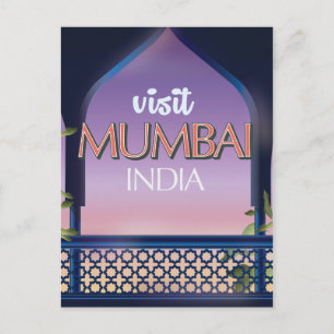 Carte Postale Affiche de voyage de style vintage Mumbai Inde