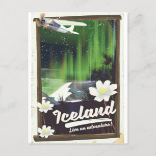 Carte Postale Affiche de voyage de style vintage paysage islanda