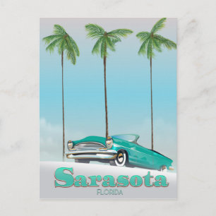 Carte Postale Affiche de voyage de style vintage Sarasota Florid