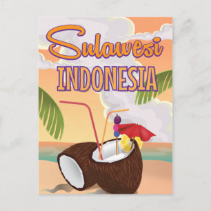 Carte Postale affiche de voyage de style vintage Sulawesi Indoné
