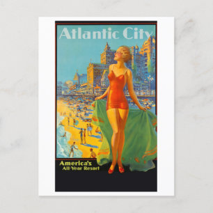 Carte Postale Affiche de voyage de vintage Atlantic City