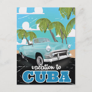 Carte Postale Affiche de voyage de voiture vintage cuba