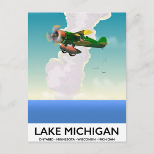 Carte Postale Affiche de voyage de vol sur le lac Michigan
