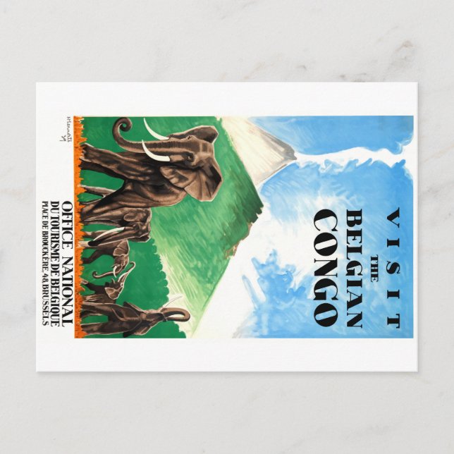 Carte Postale Affiche de voyage des éléphants belges du Congo 19 (Devant)