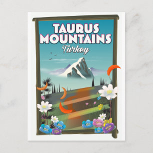 Carte Postale Affiche de voyage des monts Taurus en Turquie.
