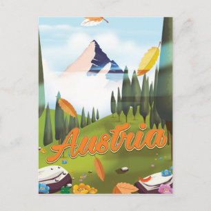 Carte Postale Affiche de voyage dessin animé autrichien