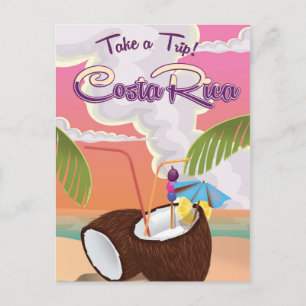 Carte Postale affiche de voyage dessin animé costa rica.