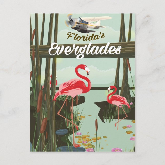 Carte Postale Affiche de voyage dessin animé des Everglades de F (Devant)
