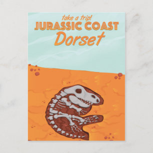 Carte Postale Affiche de voyage dessin animé Jurassic Coast Devo
