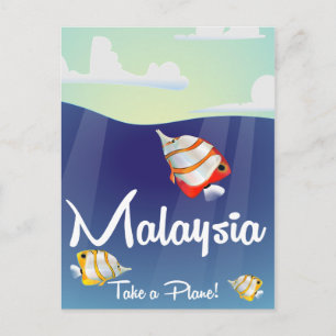 Carte Postale Affiche de voyage dessin animé Malaisie