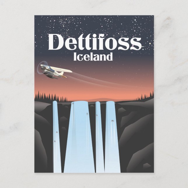 Carte Postale Affiche de voyage Dettifoss Islande. (Devant)