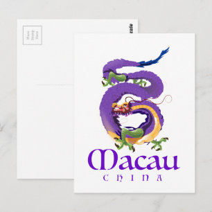 Carte Postale Affiche de voyage du dragon de Macao Chine.