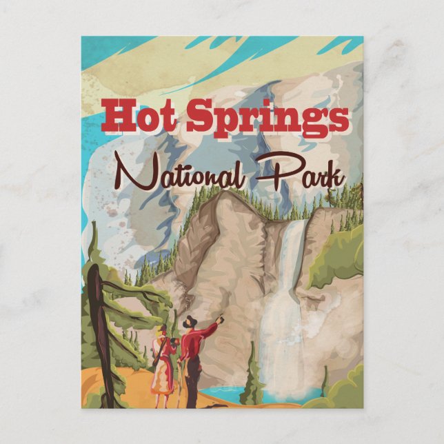 Carte Postale affiche de voyage du parc national Hot Springs (Devant)