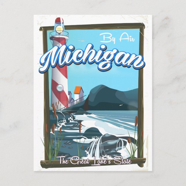 Carte Postale Affiche de voyage du phare du Michigan ! (Devant)