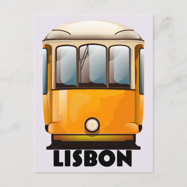 Carte Postale Affiche de voyage du tramway jaune de Lisbonne (Devant)