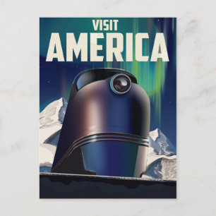 Carte Postale Affiche de voyage en Amérique de science-fiction