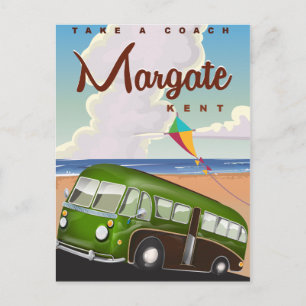Carte Postale Affiche de voyage en car vintage Margate Kent