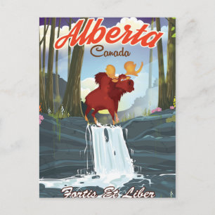 Carte Postale Affiche de voyage en caricature de l'Alberta Canad