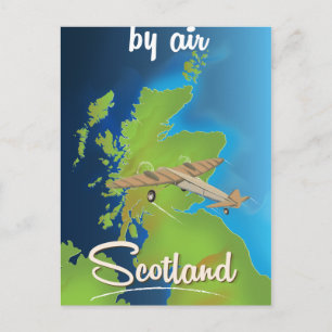 Carte Postale Affiche de voyage en Écosse par avion
