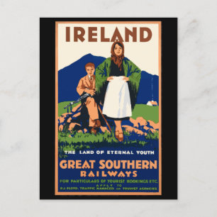 Carte Postale Affiche de voyage en Irlande vintage,