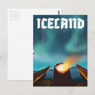 Carte Postale Affiche de voyage en Islande aurore boréale