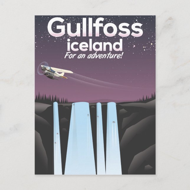 Carte Postale Affiche de voyage en Islande Cascade de Gullfoss (Devant)