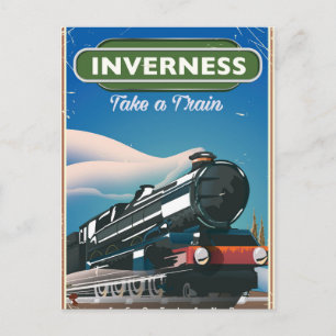 Carte Postale affiche de voyage en locomotive à Inverness en Éco
