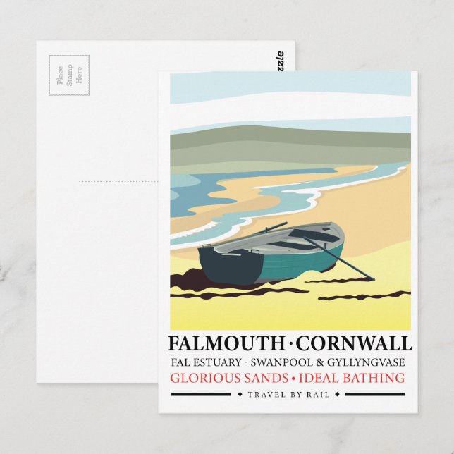 Carte Postale Affiche de voyage Falmouth Cornwall (Devant / Derrière)