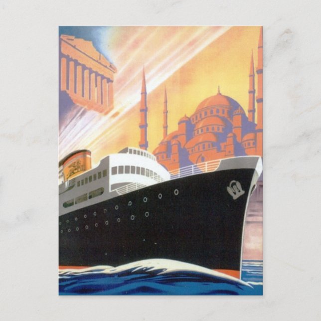 Carte Postale Affiche de voyage Grèce Vintage et Istanbul en paq (Devant)