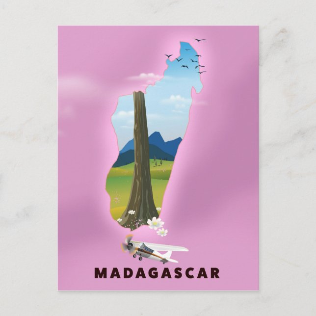 Carte Postale Affiche de voyage illustrée à Madagascar (Devant)