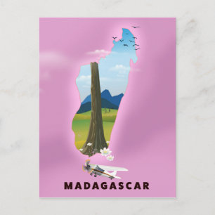 Carte Postale Affiche de voyage illustrée de Madagascar