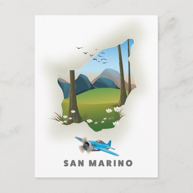 Carte Postale Affiche de voyage illustrée de Saint-Marin. (Devant)