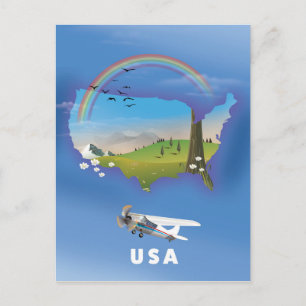 Carte Postale Affiche de voyage illustrée des États-Unis