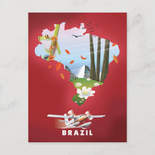 Carte Postale Affiche de voyage illustrée du Brésil.