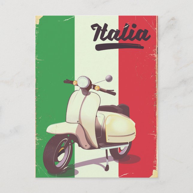 Carte Postale Affiche de voyage Italia Scooter Vintage (Devant)