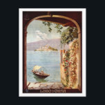 Carte Postale Affiche de voyage italienne Lago d'Orta vintage de<br><div class="desc">Le lac d'Orta ou le lac d'Orta est un lac situé dans le nord de l'Italie,  à l'ouest du lac Majeur. (Piémont-Piémont)</div>
