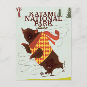 Carte Postale Affiche de voyage Katami National Park Alaska ours