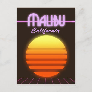 Carte Postale Affiche de voyage Malibu Californie coucher de sol