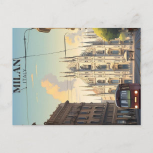 Carte Postale affiche de voyage milan vintage