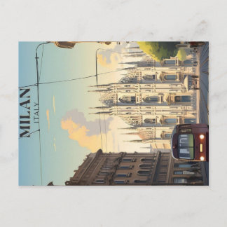 Carte Postale affiche de voyage milan vintage
