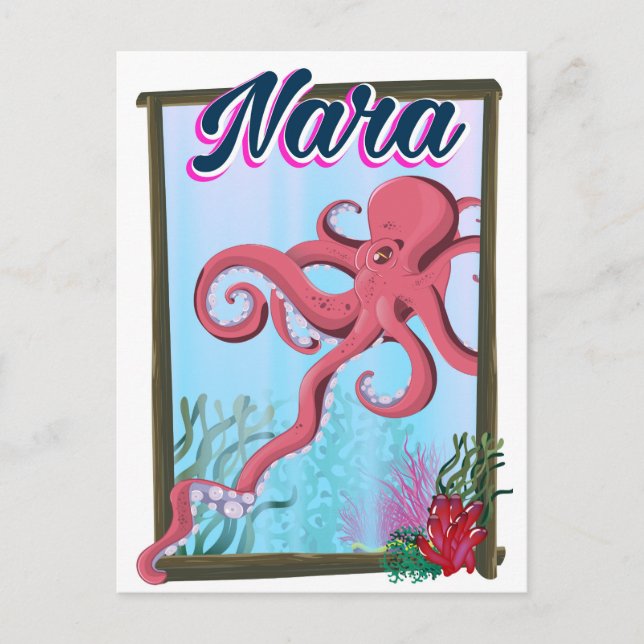 Carte Postale Affiche de voyage Nara Japan Squid (Devant)