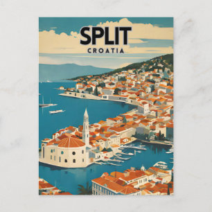 Carte Postale Affiche de voyage nostalgique Split Croatie