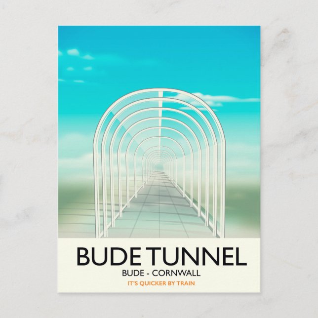 Carte Postale Affiche de voyage parodique Tunnel de Bude, Cornou (Devant)